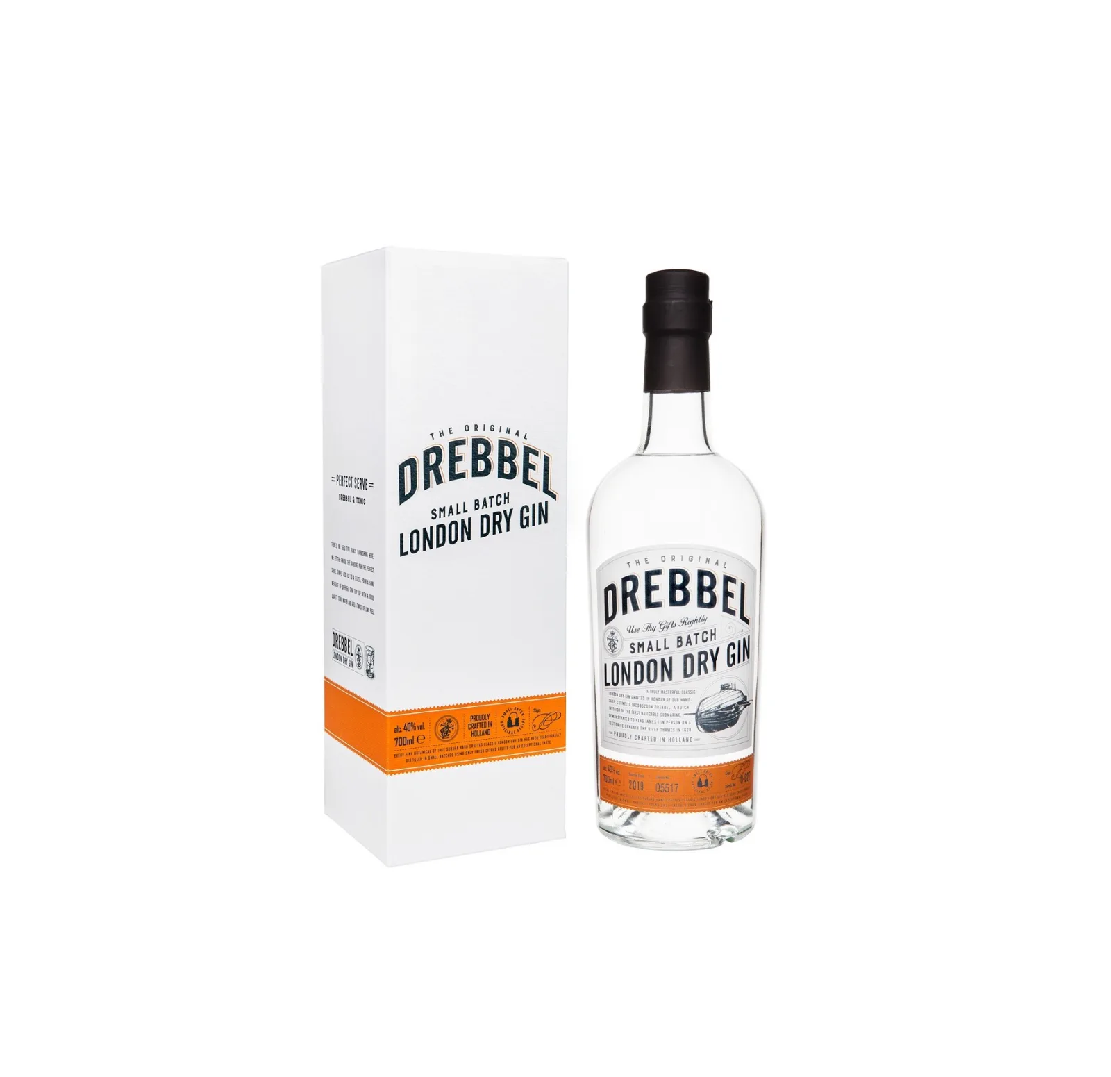 Drebbel Gin bottle with gift box